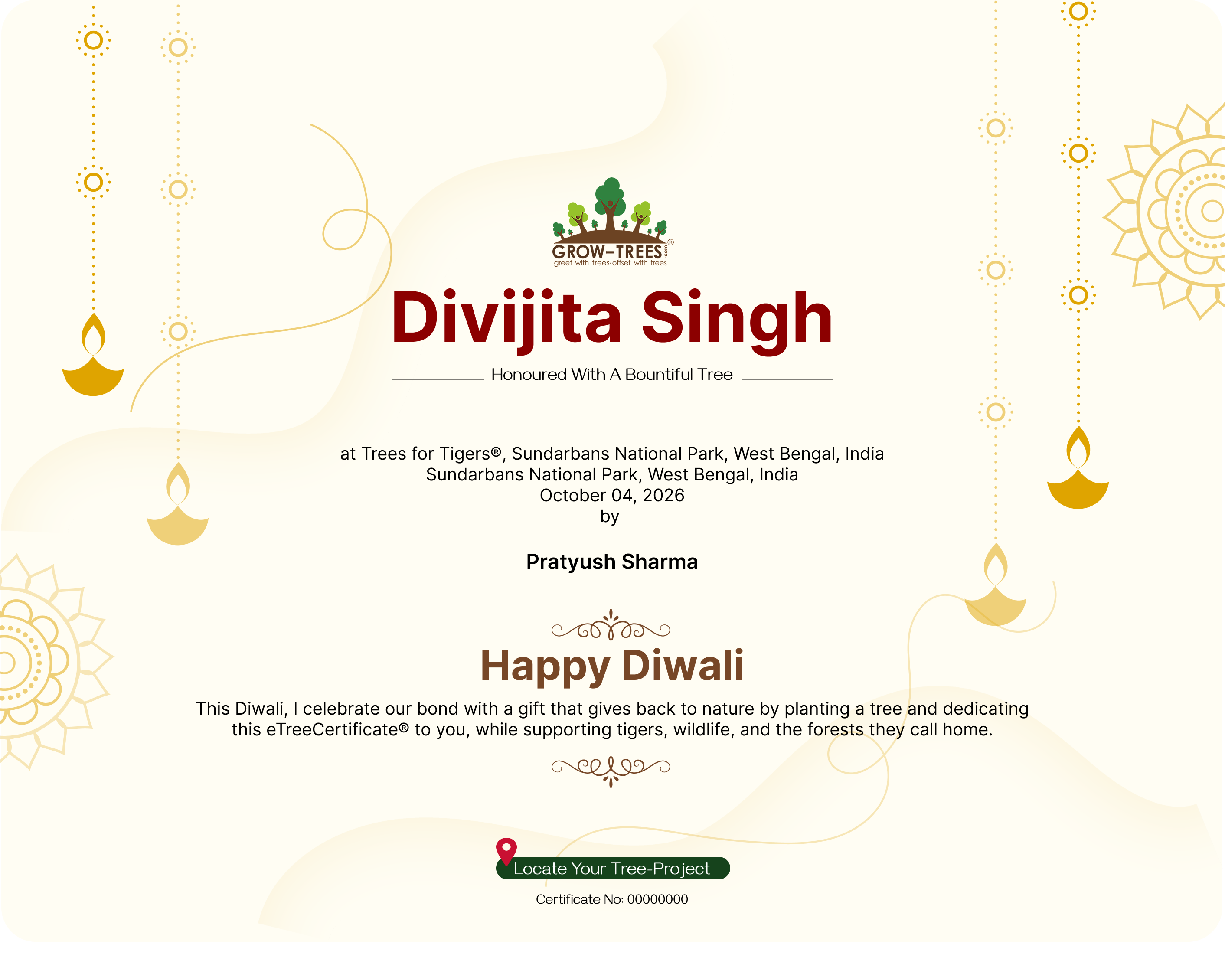 Diwali eTreeCertificate